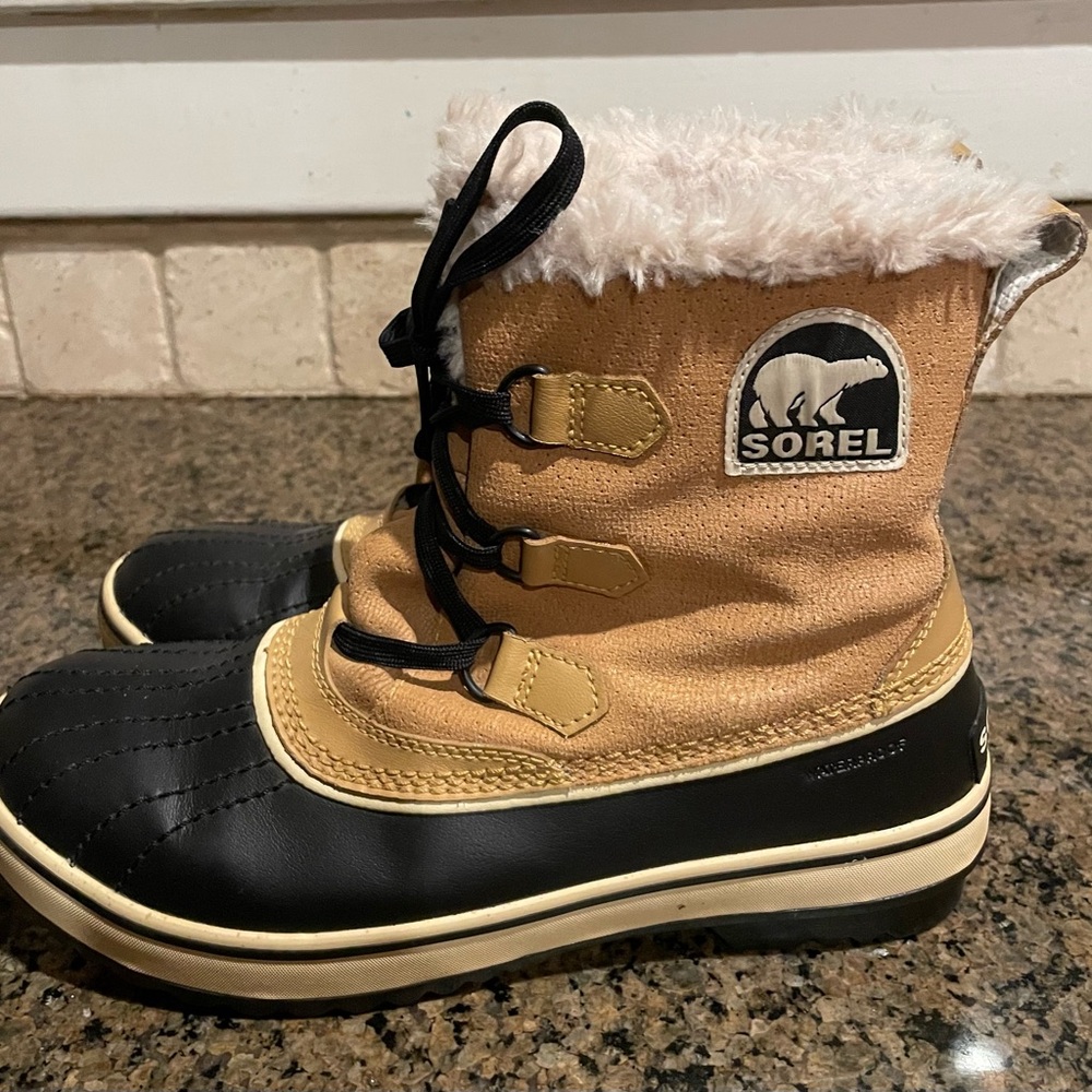 SOREL Tivoli Waterproof Winter Boots with Faux Fur Collar, Size 10